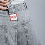 muff grey jean wide leg ψηλομεσο