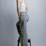 muff grey jean wide leg ψηλομεσο