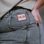 muff grey jean wide leg ψηλομεσο