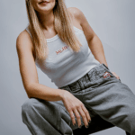 muff grey jean wide leg ψηλομεσο