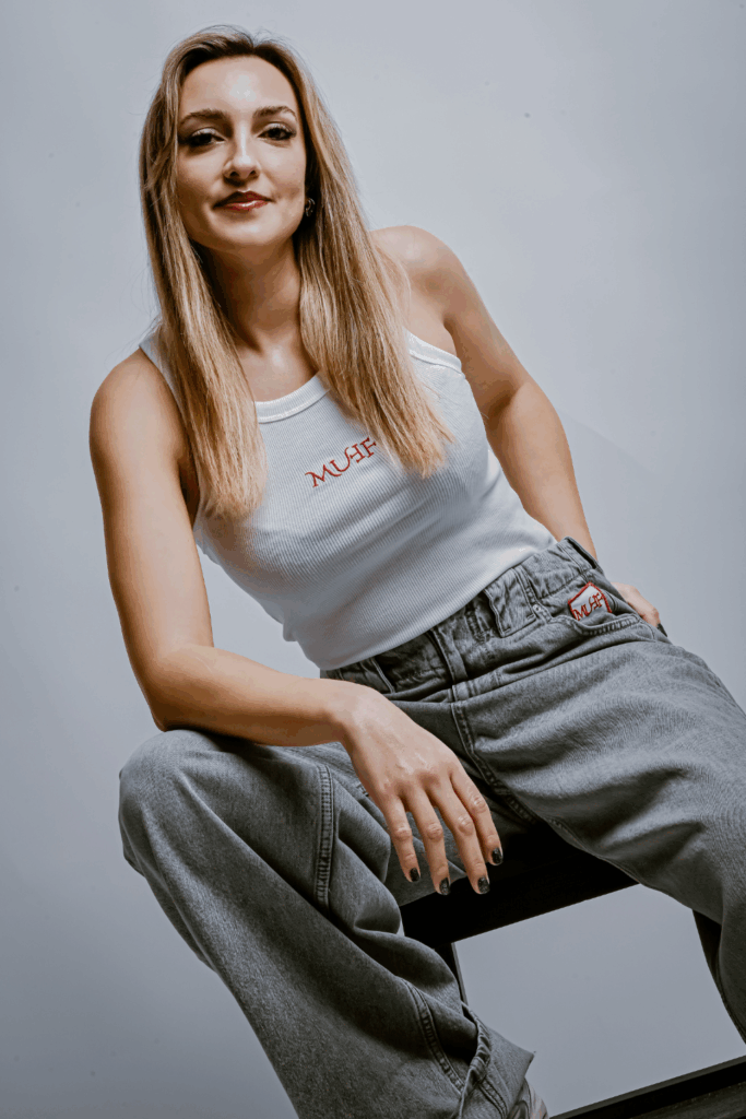 muff grey jean wide leg ψηλομεσο