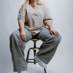 muff grey jean wide leg ψηλομεσο