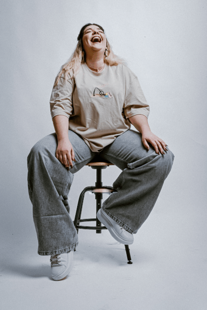 muff grey jean wide leg ψηλομεσο