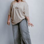 muff grey jean wide leg ψηλομεσο