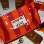 beach pouch with tanning oil